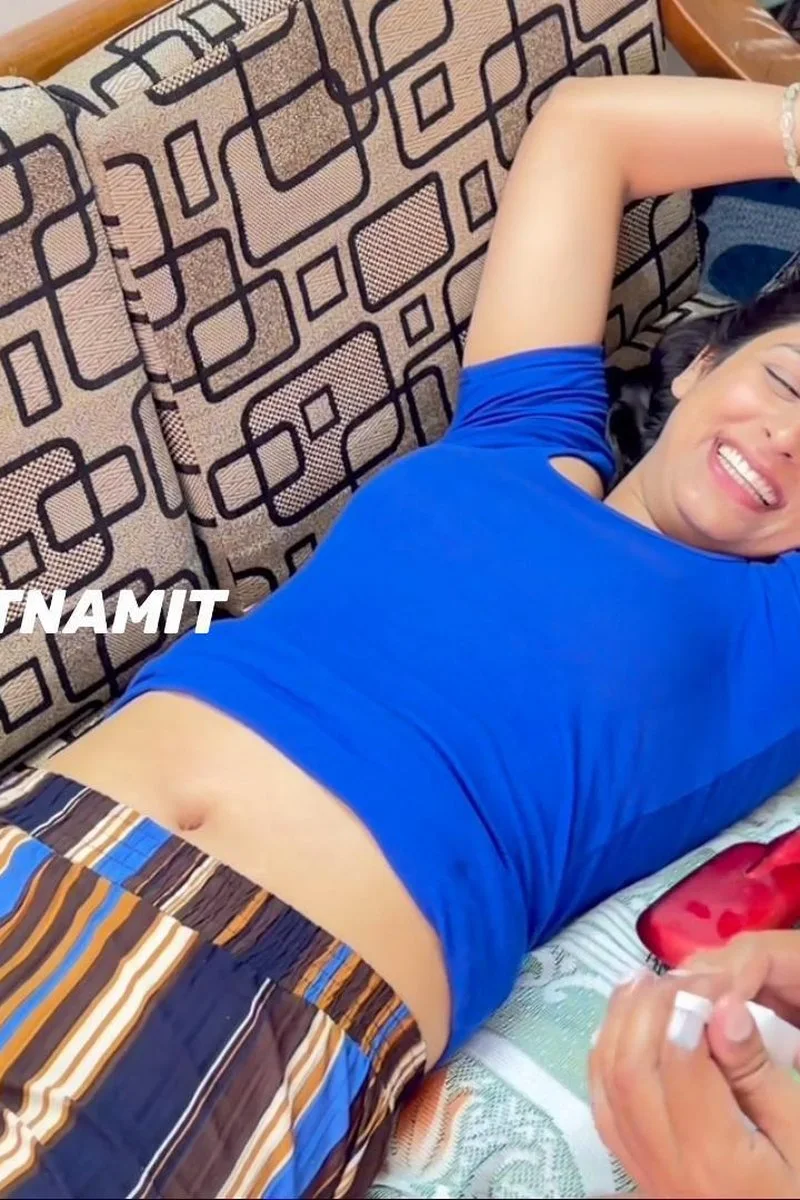 Beautiful Indian Belly, Electric Hair Brush Tickling Belly