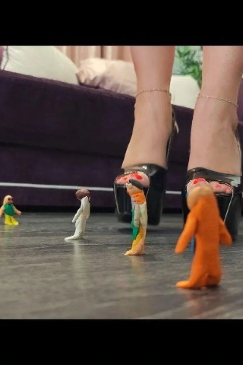 Giantess Heels Flatten Tiny Upskirters