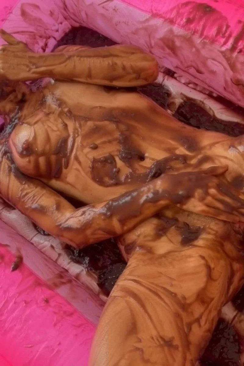 Dunk And Sit On Choco Jelly! Covered Masturbation