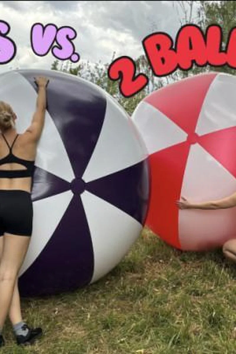 2 Girls vs. 2 Giant Beach Balls