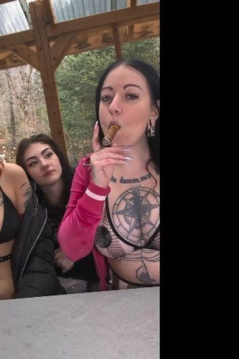 Three Babes Smoking A Cigar Together